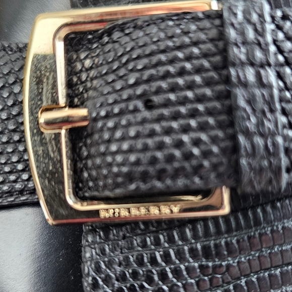 Burberry Black Leather Gold Buckle Open Toe High Heel Boots Booties Size 7.5 - Picture 8 of 8